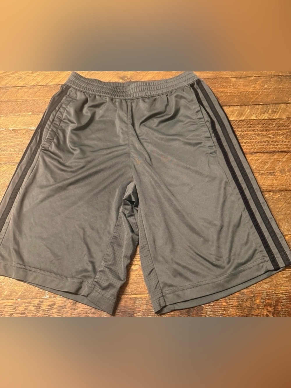Men's Adidas Athletic Grey Shorts with Side Stripes (Size S)